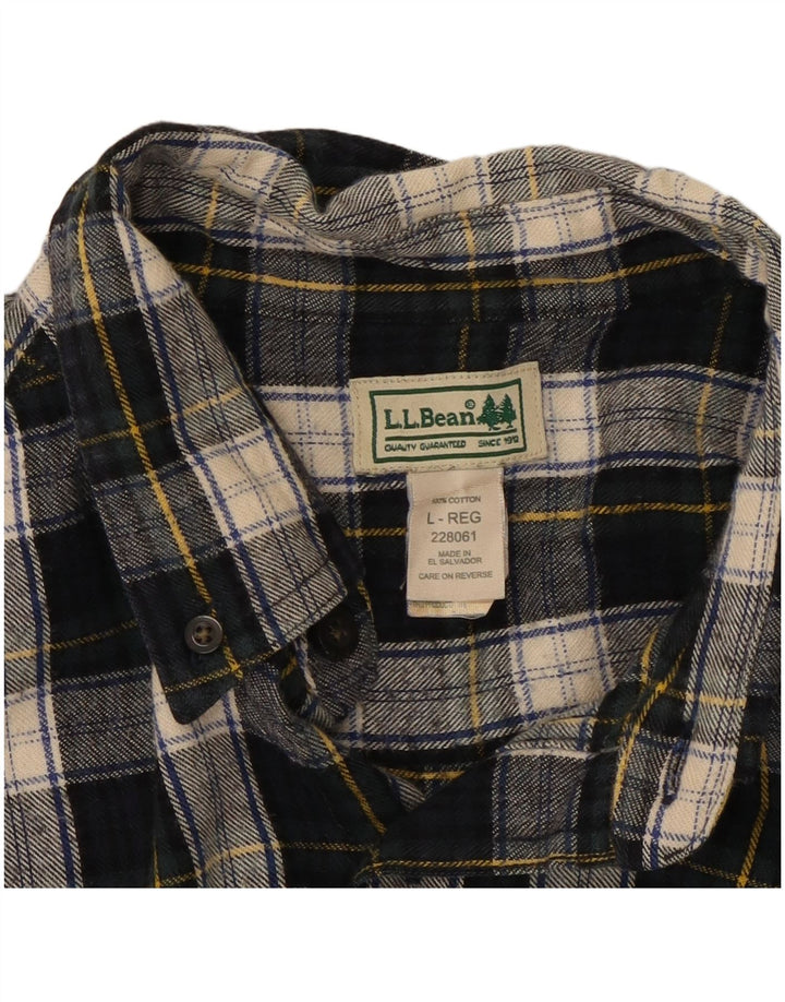 L.L.BEAN Męska koszula flanelowa, duża, bawełniana w granatową kratę
