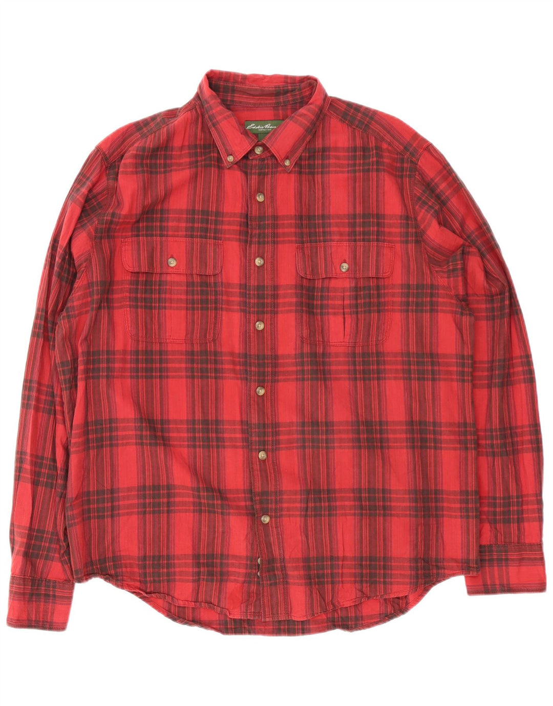 Męska koszula flanelowa Eddie Bauer XL w czerwoną kratę, bawełniana