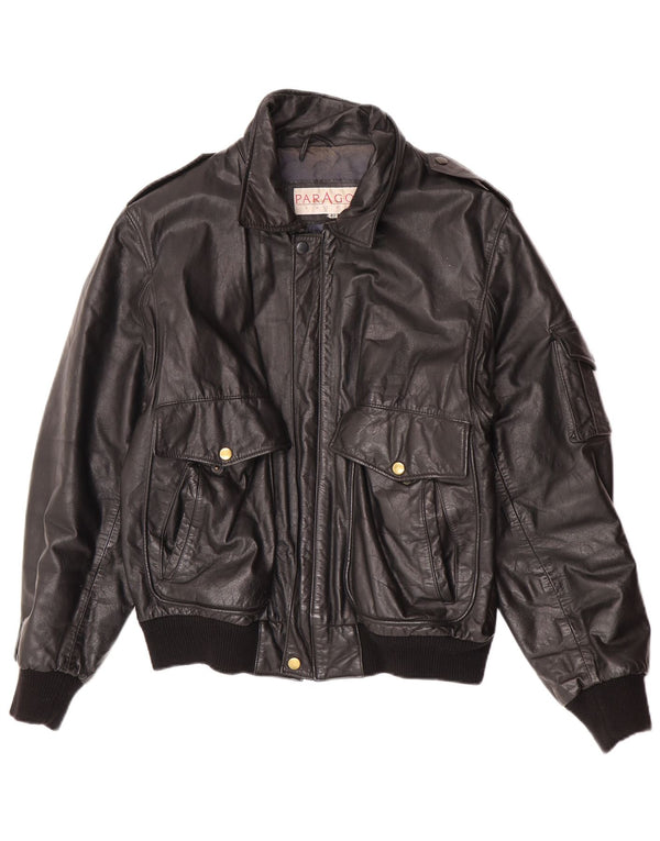 Paragon Męska skórzana kurtka wojskowa UK 40, duża czarna skóra