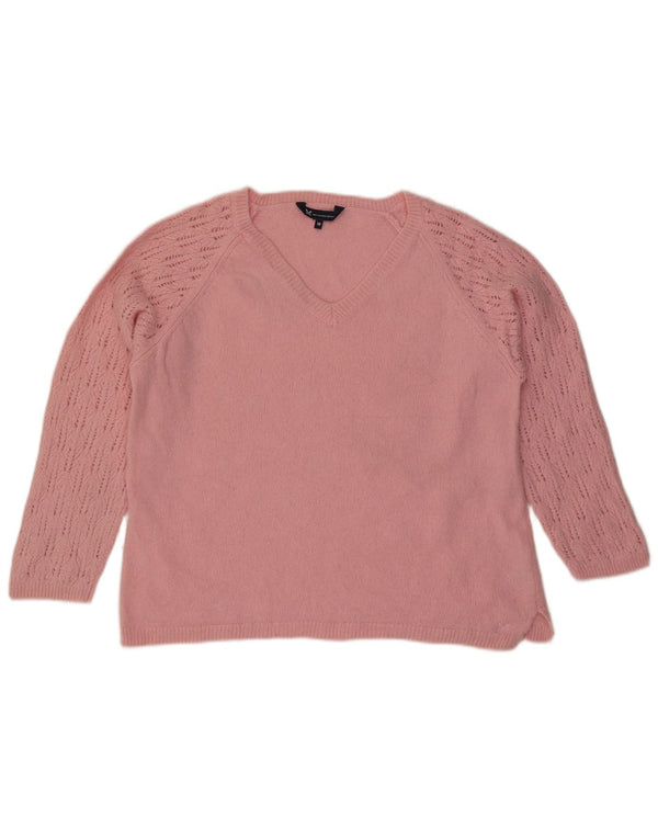 Crew Clothing Damski sweter z dekoltem w kształcie litery V, UK 18 XL, różowa wełna