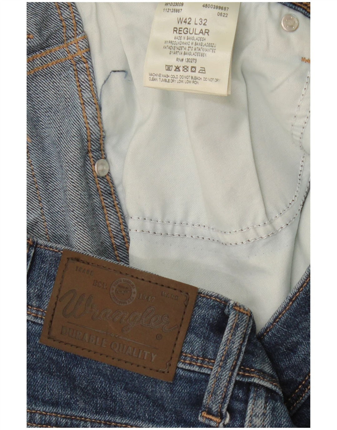 Męskie jeansy WRANGLER o prostym kroju i kroju W42 L26, niebieskie, bawełniane