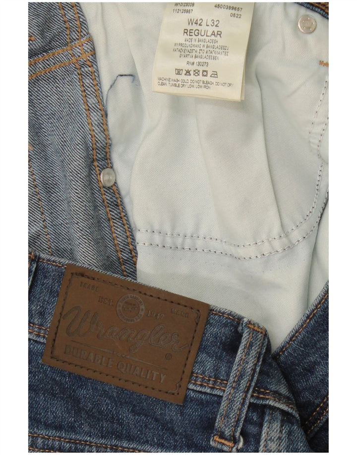 Męskie jeansy WRANGLER o prostym kroju i kroju W42 L26, niebieskie, bawełniane