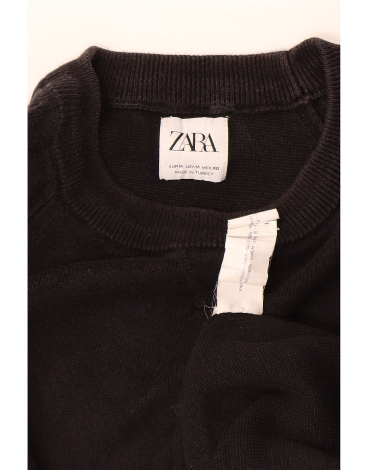 Męski sweter z okrągłym dekoltem ZARA, bawełniany, średniobrązowy