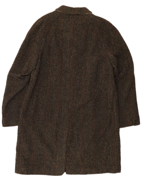 Vintage męski płaszcz UK 40 w dużą brązową kratkę