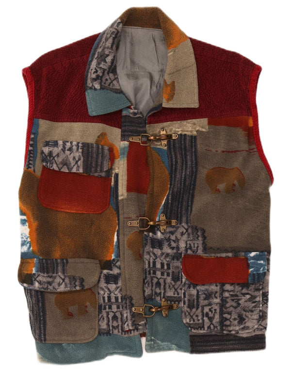 Damska kamizelka polarowa Vintage UK 42 XL, wielobarwny patchwork