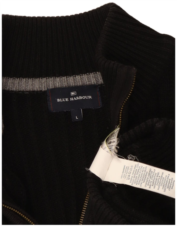 Marks & Spencer Męski sweter rozpinany w kolorze niebieskim, duży, czarny, bawełniany