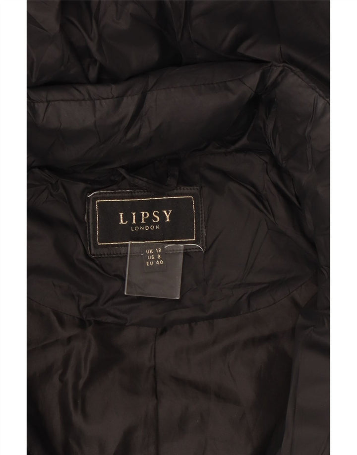 Damski ocieplany płaszcz z kapturem Lipsy UK 12, średni czarny poliamid