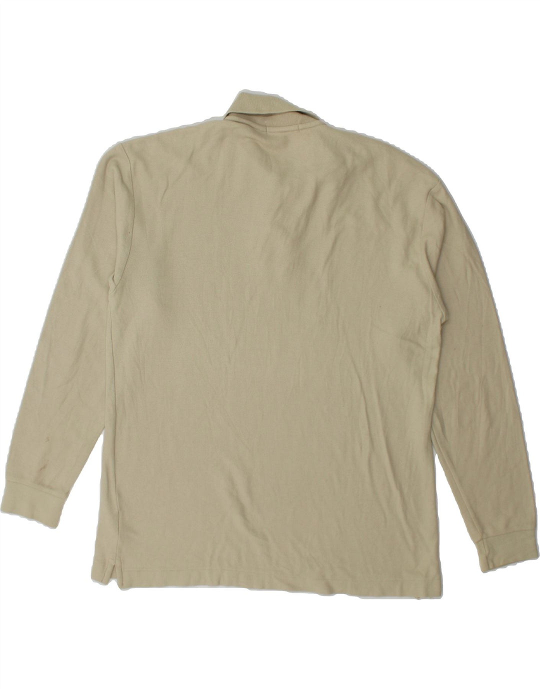 FILA Mens Long Sleeve Polo Shirt Medium Beige Cotton Vintage Fila and Second-Hand Fila from Messina Hembry 