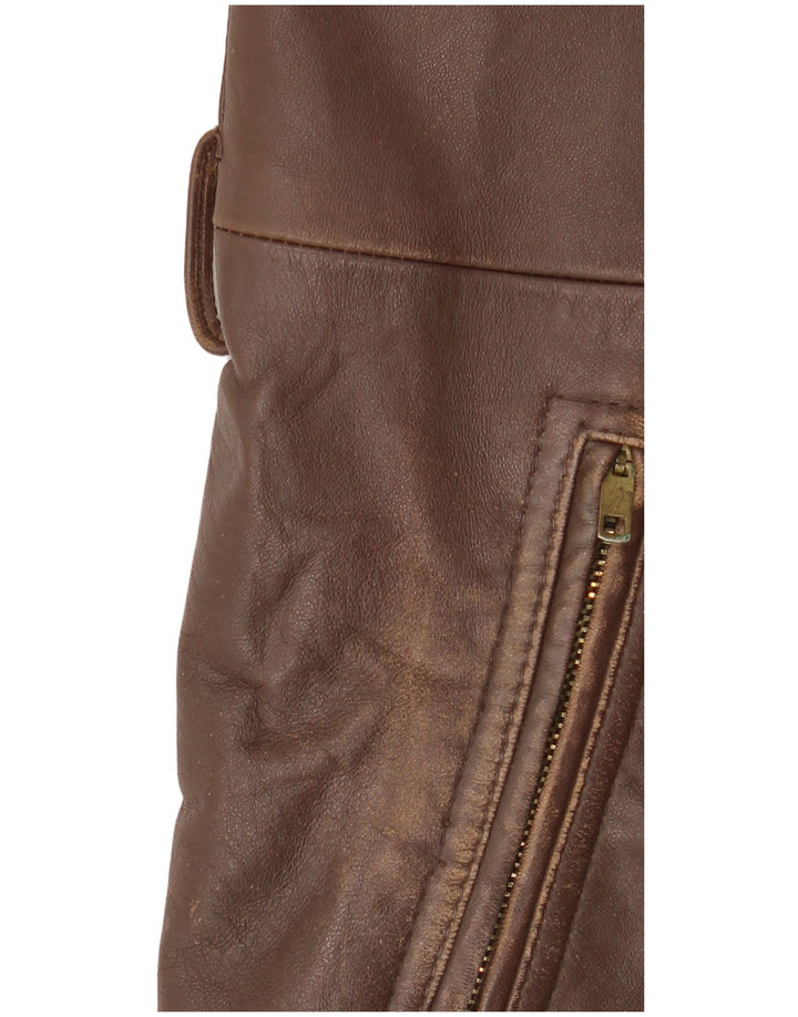 Vintage męska kurtka skórzana IT 52 XL brązowa skóra