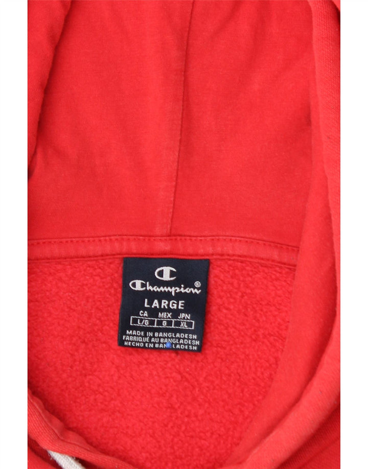 CHAMPION Mens Graphic Hoodie Jumper Large Red