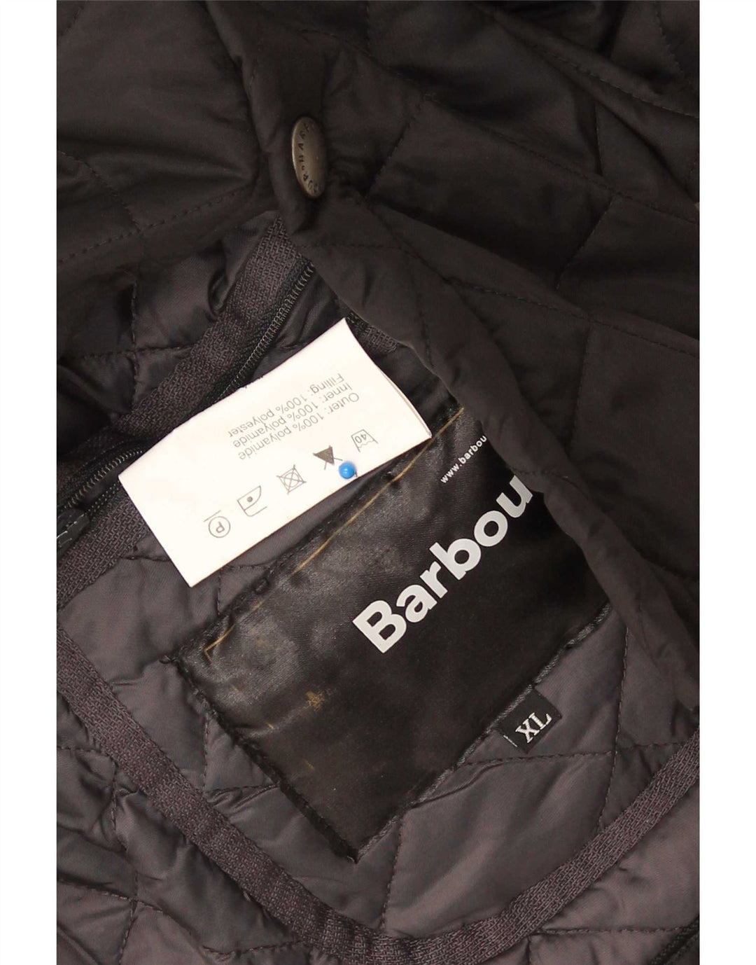 Męski pikowany płaszcz Barbour UK 44 XL, czarny poliamid