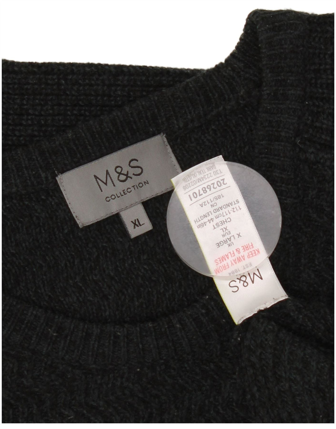 Marks & Spencer Męski sweter z okrągłym dekoltem XL, szary, nakrapiany akryl