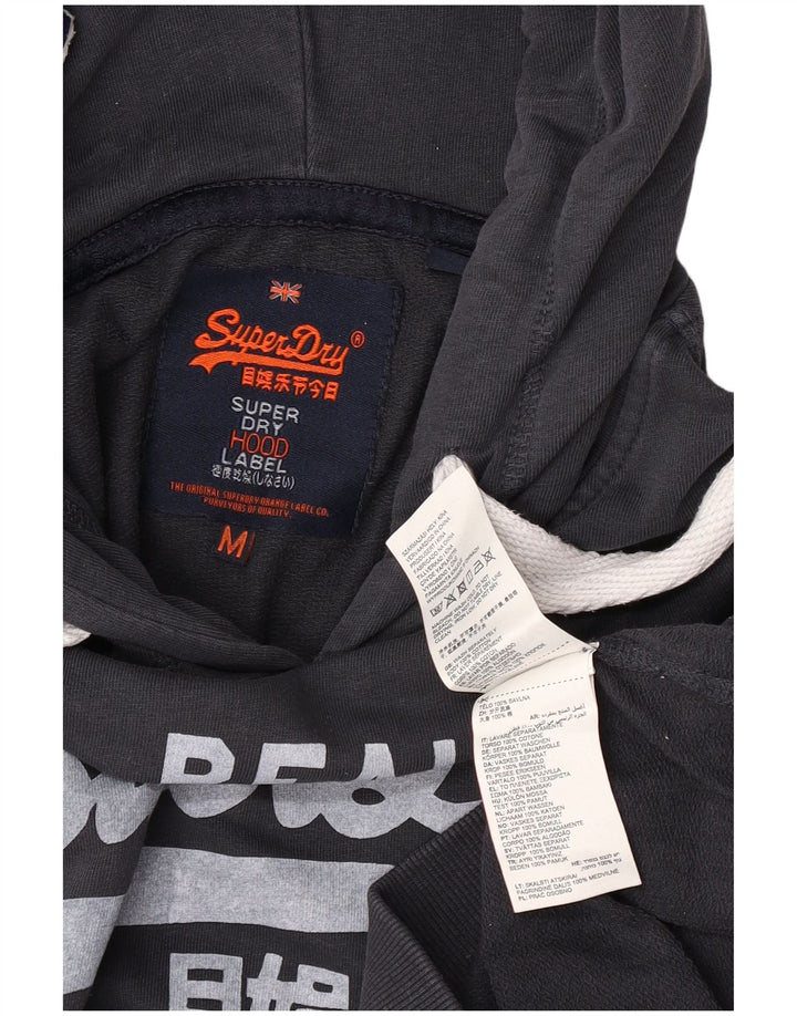 Męski sweter z kapturem Superdry z grafiką, średniej wielkości, czarny, bawełniany