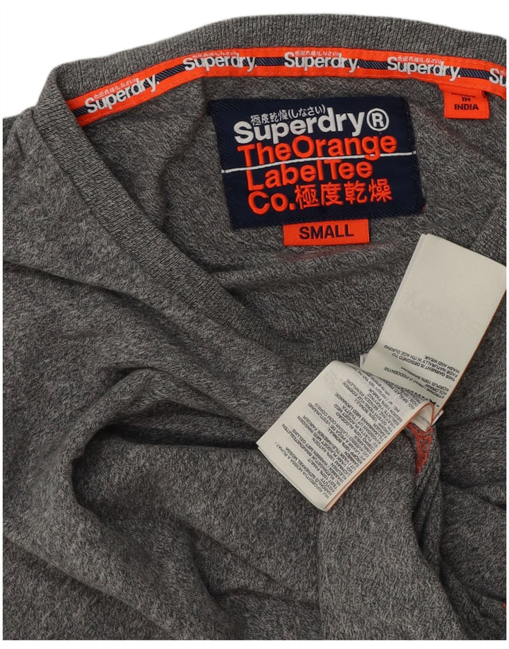 Męski top Superdry z długim rękawem, mały, szary, z bawełny w cętki