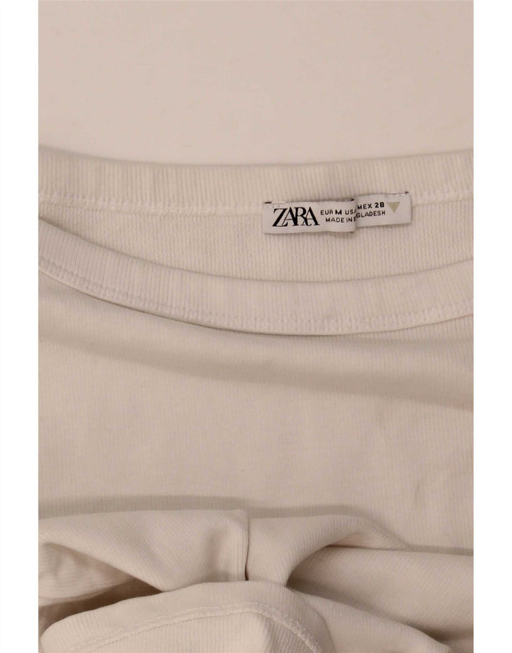Damski T-shirt Zara Crop Top UK 12 Średni Biały