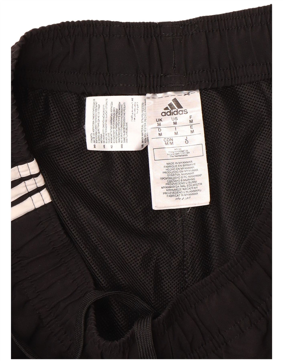 Męskie spodenki sportowe Adidas, średni czarny poliester z blokami kolorów