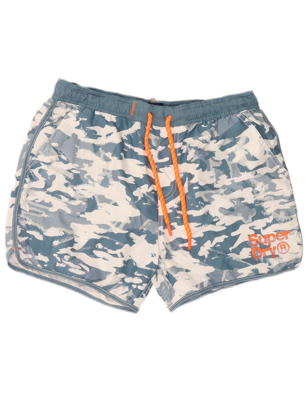 Męskie spodenki kąpielowe Superdry XL, niebieski kamuflaż, poliester