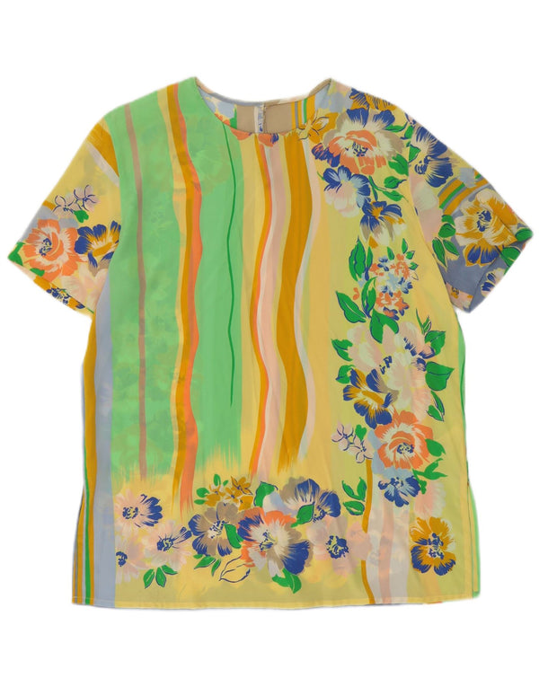 Bluzka damska Vintage Top UK 14, duża, wielobarwna w kwiaty