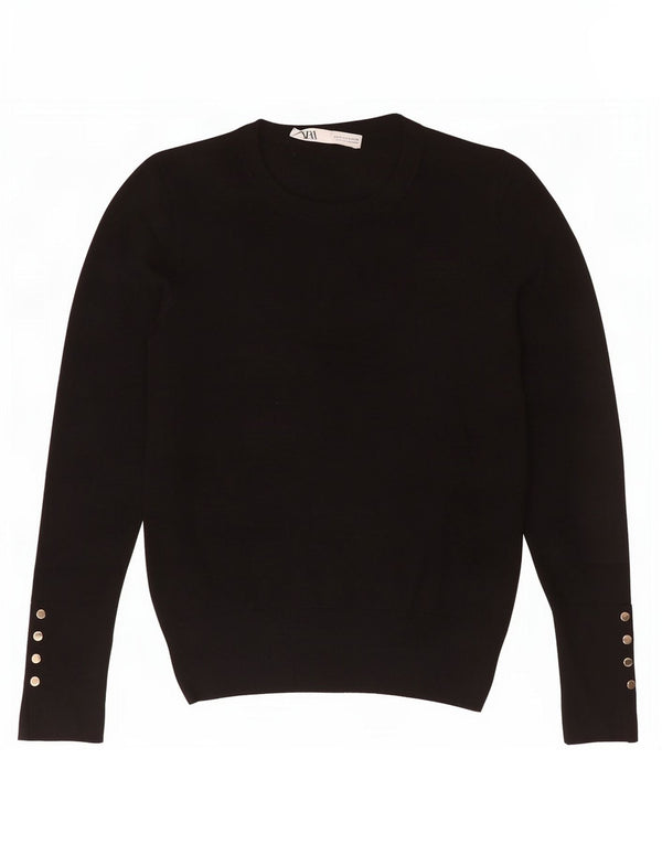 Damski sweter z okrągłym dekoltem Zara UK 10 Small Black Wiskoza