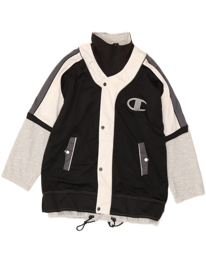 Męska kurtka dresowa Champion Graphic, duża, czarna, sportowa z blokami kolorów