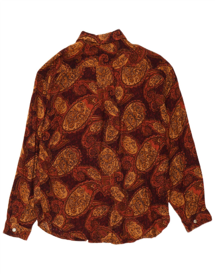 Koszula damska Vintage UK 16, duża, brązowa, poliester Paisley