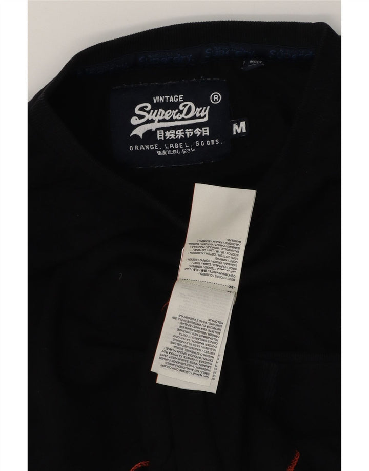 SUPERDRY Męski top z długim rękawem, średnio czarny, bawełniany