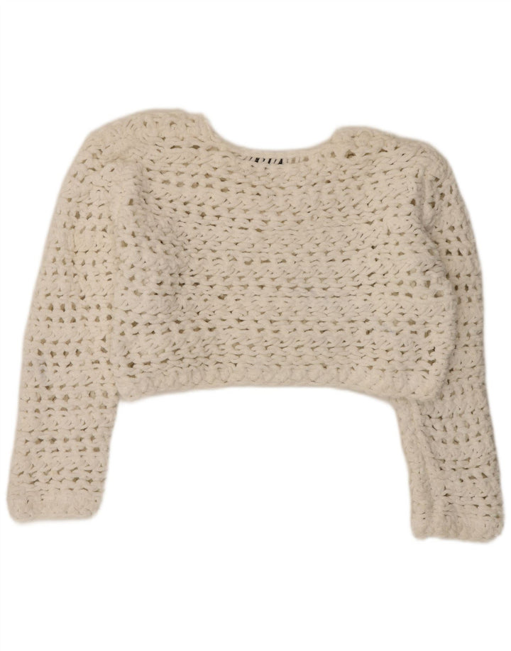 Damski sweter oversize z okrągłym dekoltem Zara UK 14 Średni biały