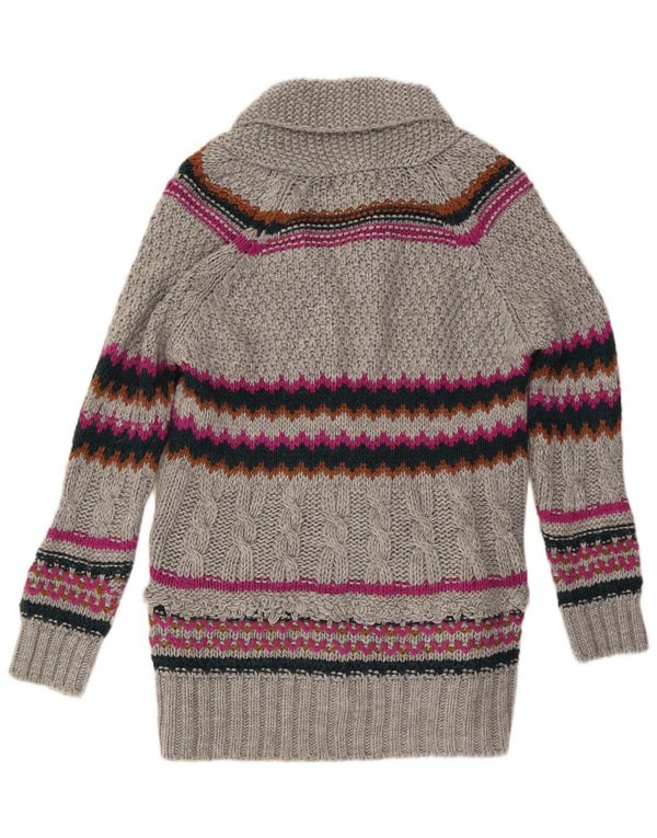 Damski sweter o przedłużonym fasonie Zara UK 16, duże, akrylowe, szare paski
