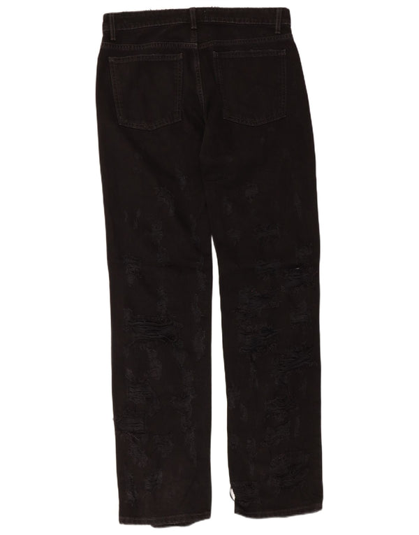 Damskie jeansy Zara z niskim stanem, proste, w trudnej sytuacji, EU 38, małe, W28, L34, czarne