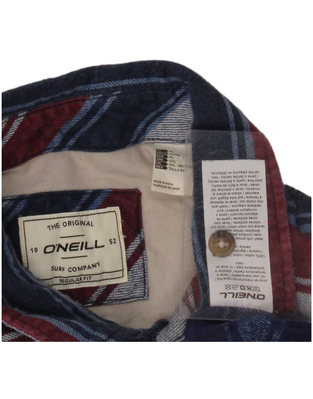 O'NEILL Mens Regular Fit Flannel Shirt XL Multicoloured Striped Cotton