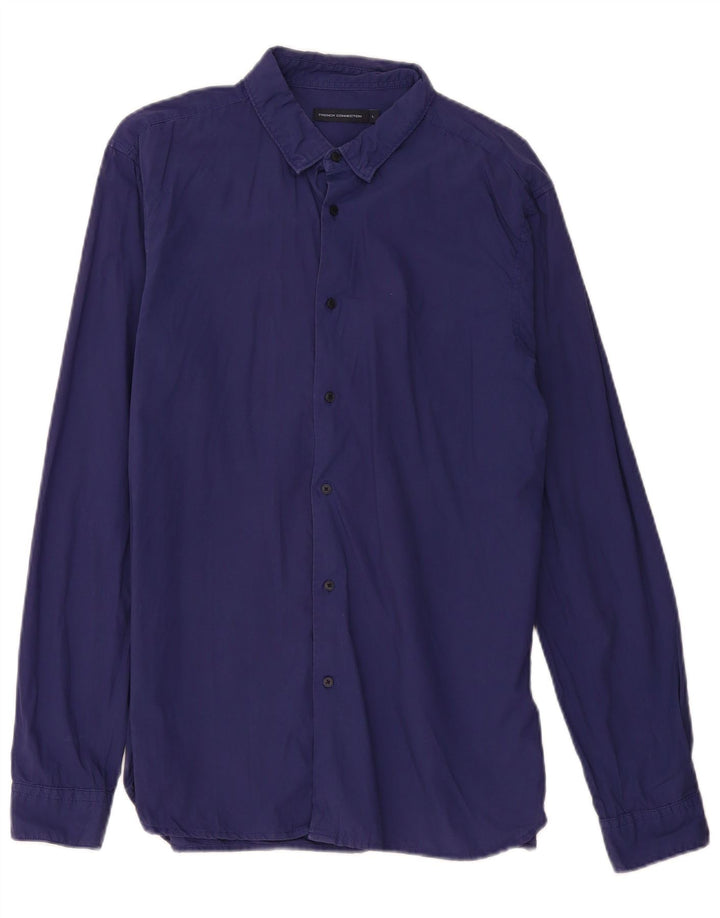 Koszula męska French Connection Slim Fit, duża, granatowa, bawełniana