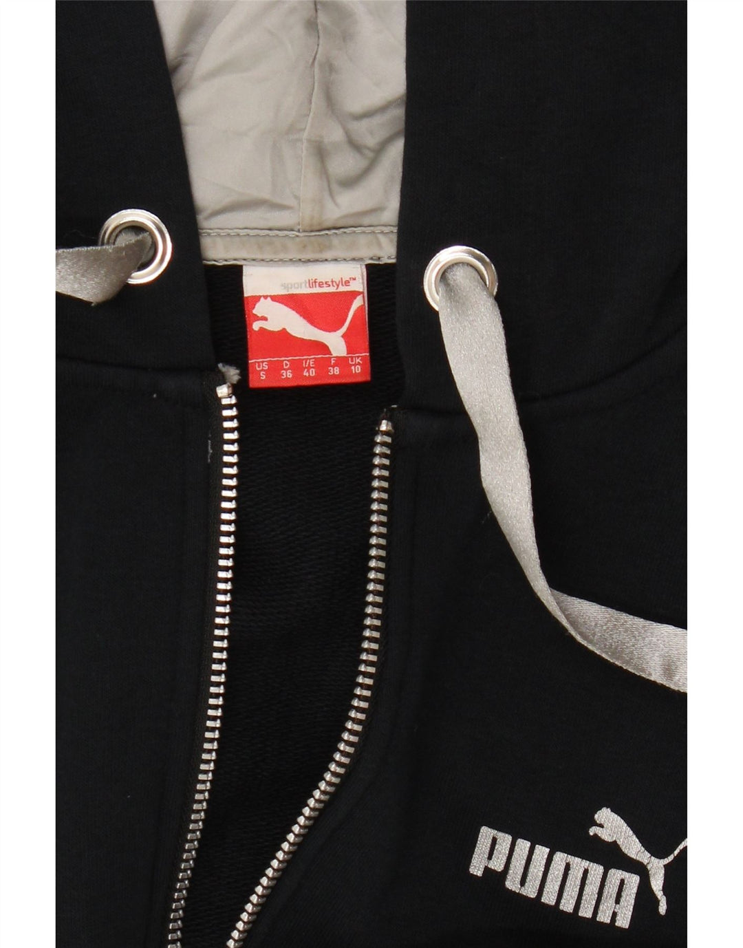 Damski sweter Puma z kapturem i zamkiem UK 10, mały, granatowy