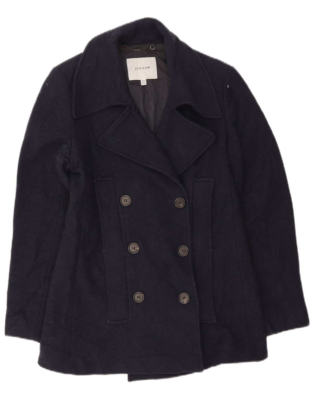 Płaszcz damski Jigsaw Pea Coat UK 10 Small, granatowy, wełniany
