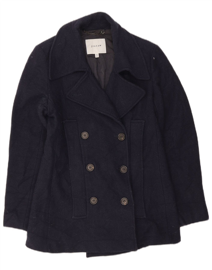 Płaszcz damski Jigsaw Pea Coat UK 10 Small, granatowy, wełniany