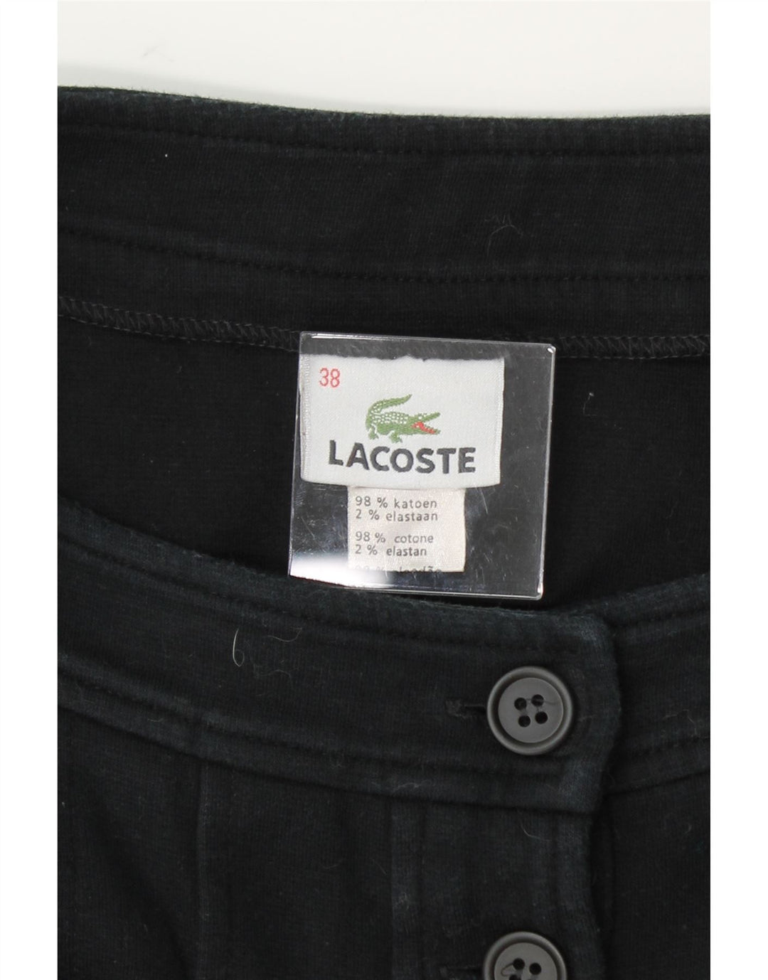 LACOSTE Womens A-Line Skirt Size 38 Medium W28  Black Cotton Vintage Lacoste and Second-Hand Lacoste from Messina Hembry 