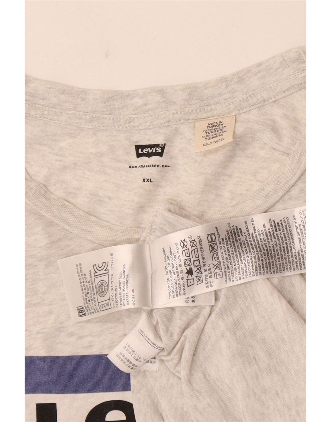Męski T-shirt z grafiką Levi's Top 2XL Szara bawełna w plamki