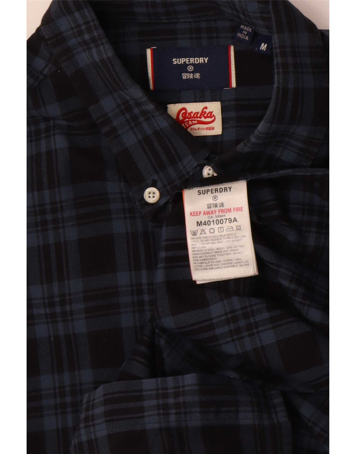 Męska koszula flanelowa Superdry, bawełniana, w średnią granatową kratkę