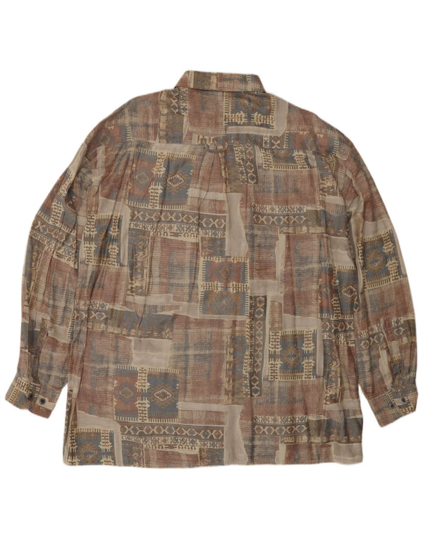 ANGELO LITRICO Koszula męska Rozmiar 43/44 XL Beżowa Geometryczna Wiskoza Aztec