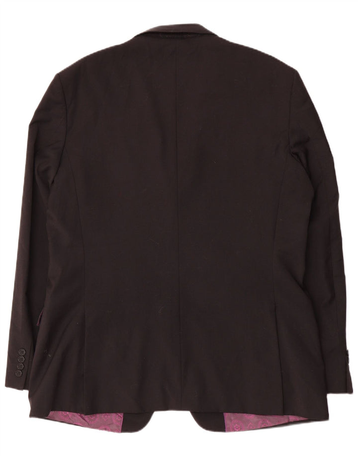 Ted Baker Męska marynarka, długa, zapinana na 2 guziki, o regularnym kroju, UK 44, 2XL, czarna wełniana
