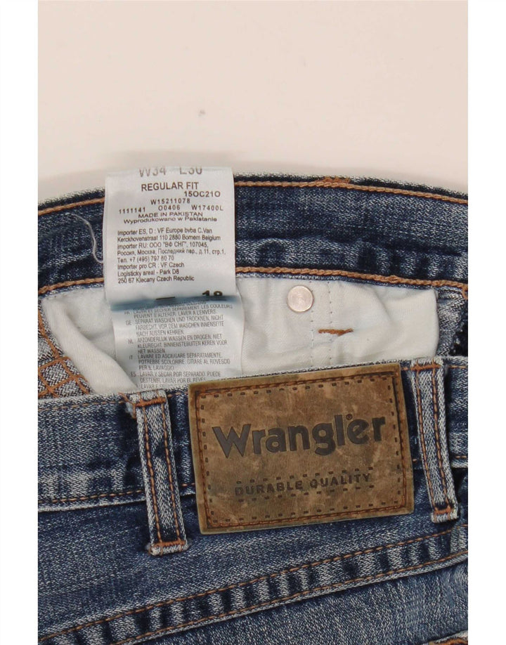 Męskie jeansy Wrangler o prostym kroju W34 L30, niebieskie, bawełniane
