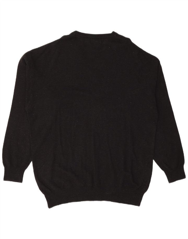 Męski sweter KAPPA z dekoltem w kształcie litery V, XL, czarna wełna