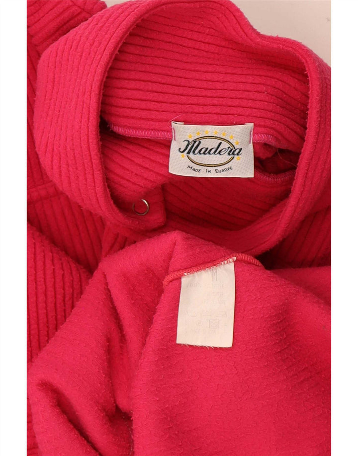 Vintage damski sweter oversize z polaru z grafiką UK 14, średni róż