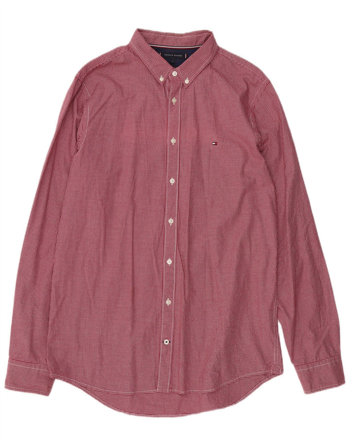 Męska koszula slim fit TOMMY HILFIGER, duża, bawełniana w czerwoną kratę