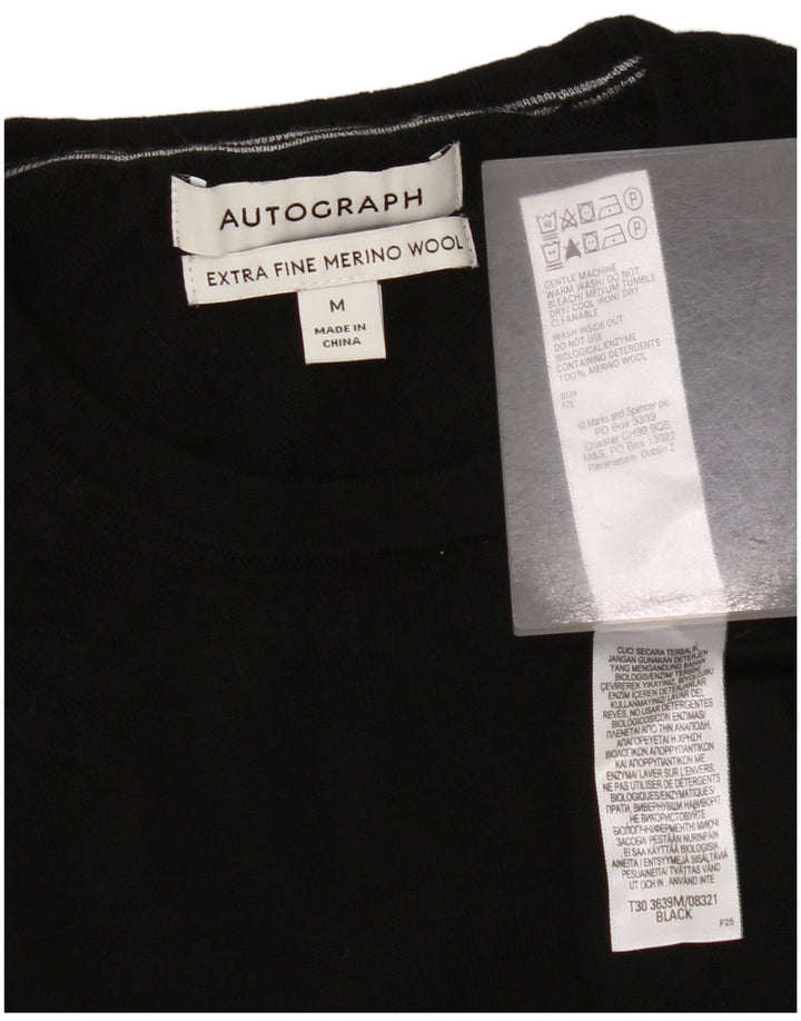 Marks & Spencer Męski sweter z okrągłym dekoltem i autografem, średni czarny