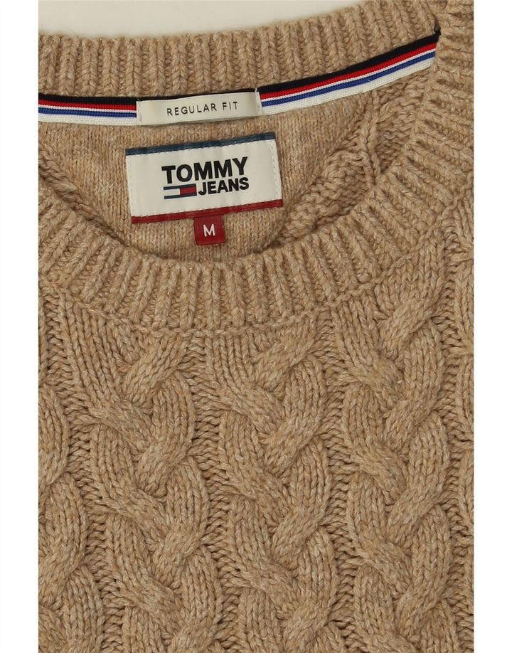 Męski sweter z okrągłym dekoltem Tommy Hilfiger o regularnym kroju, średni beż