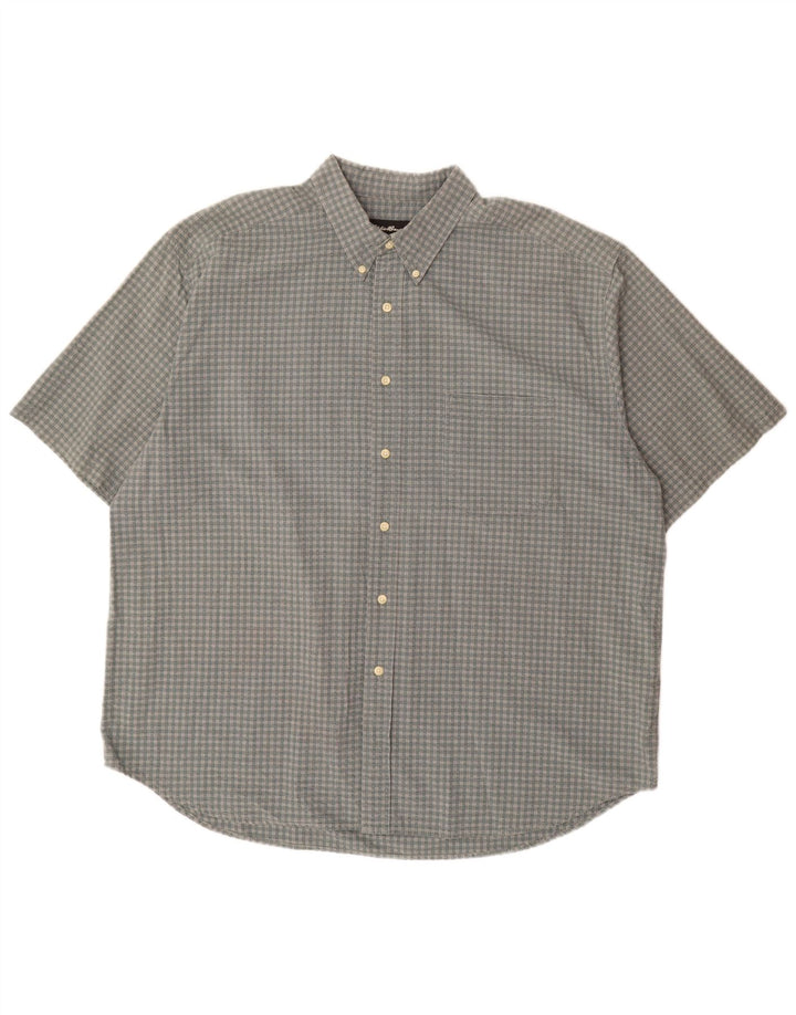 Koszula męska z krótkim rękawem Eddie Bauer 2XL, szara bawełniana kratka