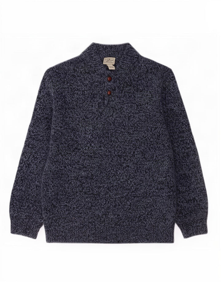 L.L.Bean Męski sweter zapinany na guziki XL Granatowy, nakrapiany owcza wełna