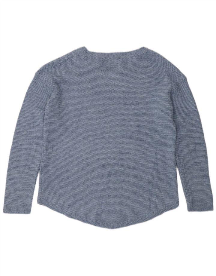 Damski sweter Fat Face z dekoltem w łódkę UK 12 Średni niebieski akryl