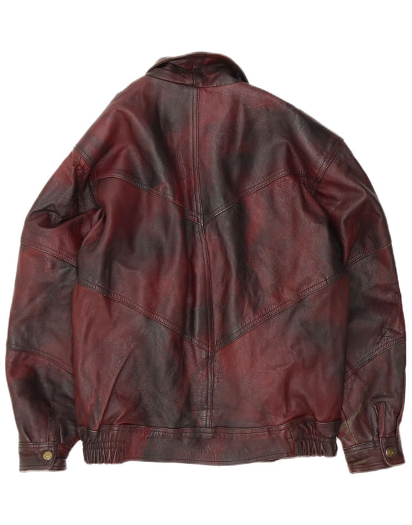 Męska kurtka skórzana w stylu vintage UK 42 XL Burgundowy krawat