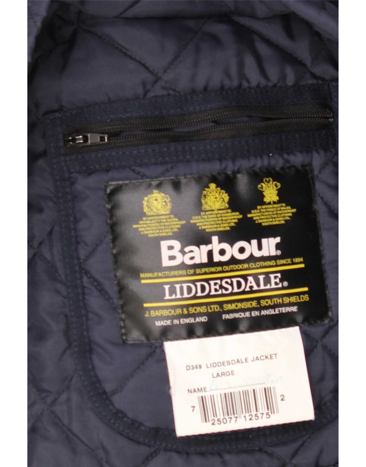 Męska pikowana kurtka Barbour LIDDESDALE UK 40, duża, granatowa, nylonowa